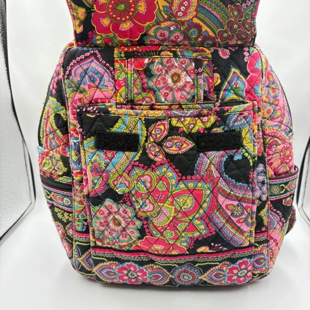 Vera Bradley Midnight Paisley‎ Quilted Cotton Backpack Floral Multi Color Bag